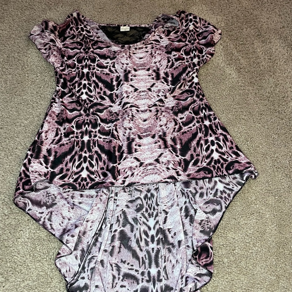 Purple and Black Leopard Top with Mini Train